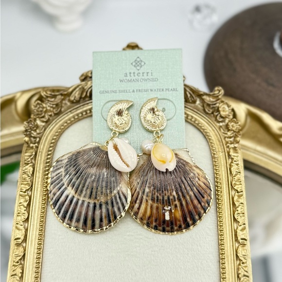 atterri Jewelry - Atterri Genuine Shell & Freshwater Pearl Statement Earrings